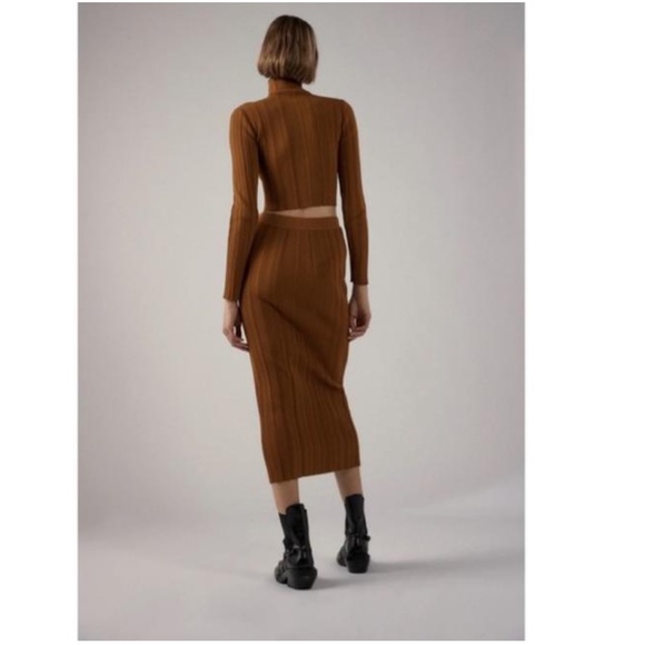 Zara Knit Ribbed Midi Bodycon Stretchy Skirt & Shirt (SET) - Picture 7 of 8